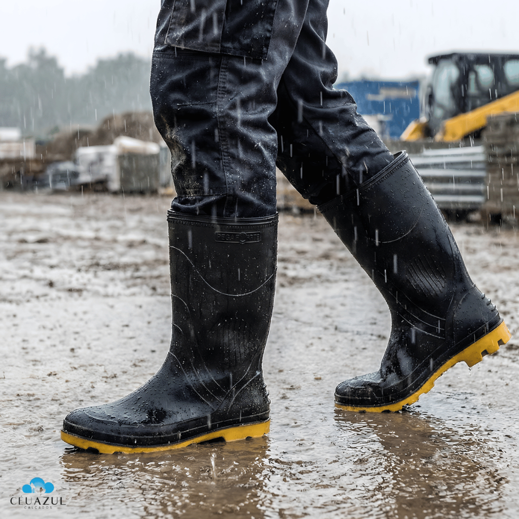 Bota Galocha Impermeável Cano Longo Pega Forte Grendene Pvc Chuva Motoqueiro em Oferta na Shopee