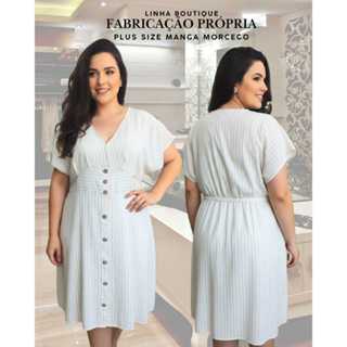 Vestido Midi Elegante Plus Size Viscolinho G1 G2 G3 100% Viscose Manga Morcego Todas ocasiões em Oferta na Shopee