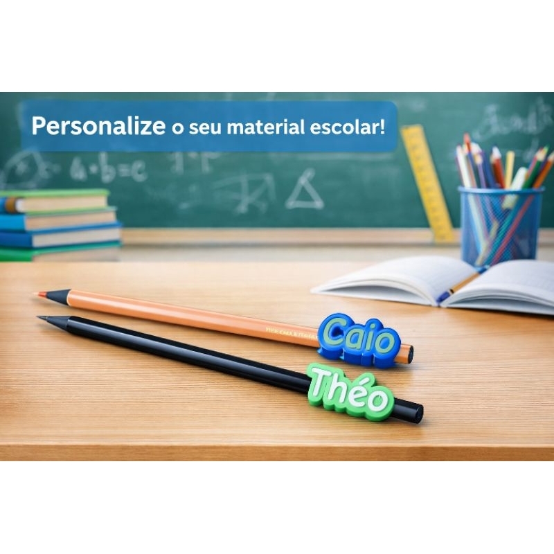 Identificador com nome personalizado 3d para lápis adorno ponteira em Oferta na Shopee