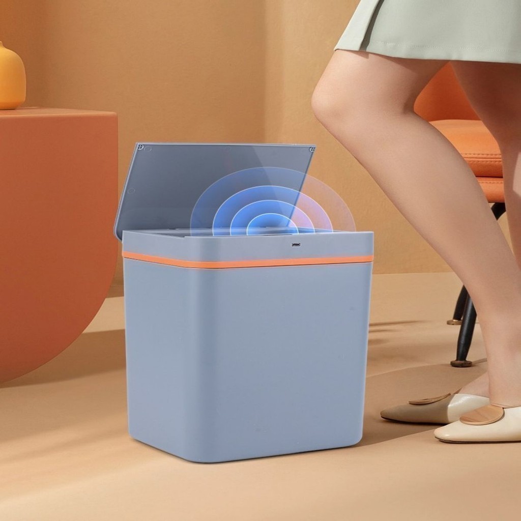 USB-Lixeira Com Sensor Automático Inteligente Abre Fácil Em Toque Cesto Lixo Casa Quarto Banheiro Cozinha Escritório 15L