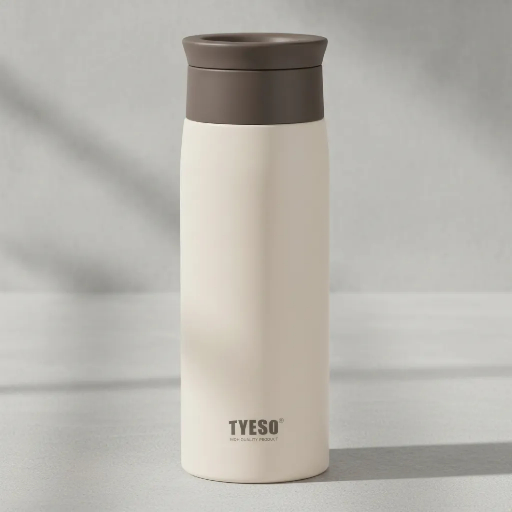 Garrafa Térmica Tyeso Copo 500ml Branco Com Tampa Infusor Chá Café Aço Inox Escola Lancheira