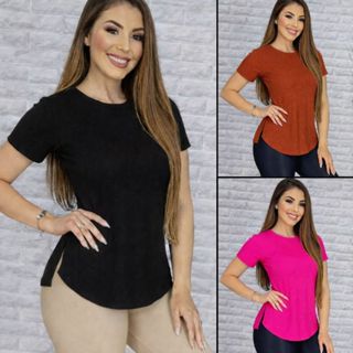 Blusas Feminina Dry Fit  Academia Fenda }Camiseta Veste Leggings Tapa Bumbum Tule Treino  Regata Top T-shirts  Cropped em Oferta na Shopee