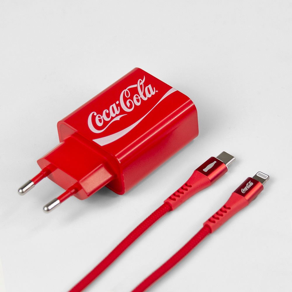 Kit de Carregamento Lightning MFi 20W Vermelho | Coca-Cola em Oferta na Shopee