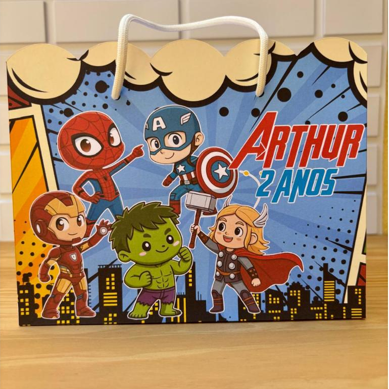 10 Sacolinha Super heróis Baby Personalizado - Sacolinha - Lembrancinha - Mimos - Aniversário Super heróis