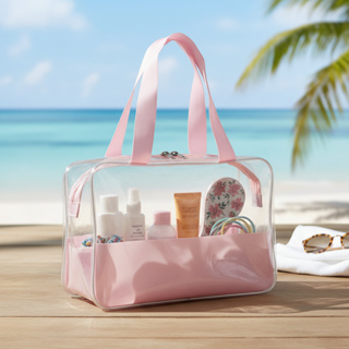 Necessaire Transparente Grande Verde Lisa para Praia Piscina e Viagem Impermeável em Oferta na Shopee