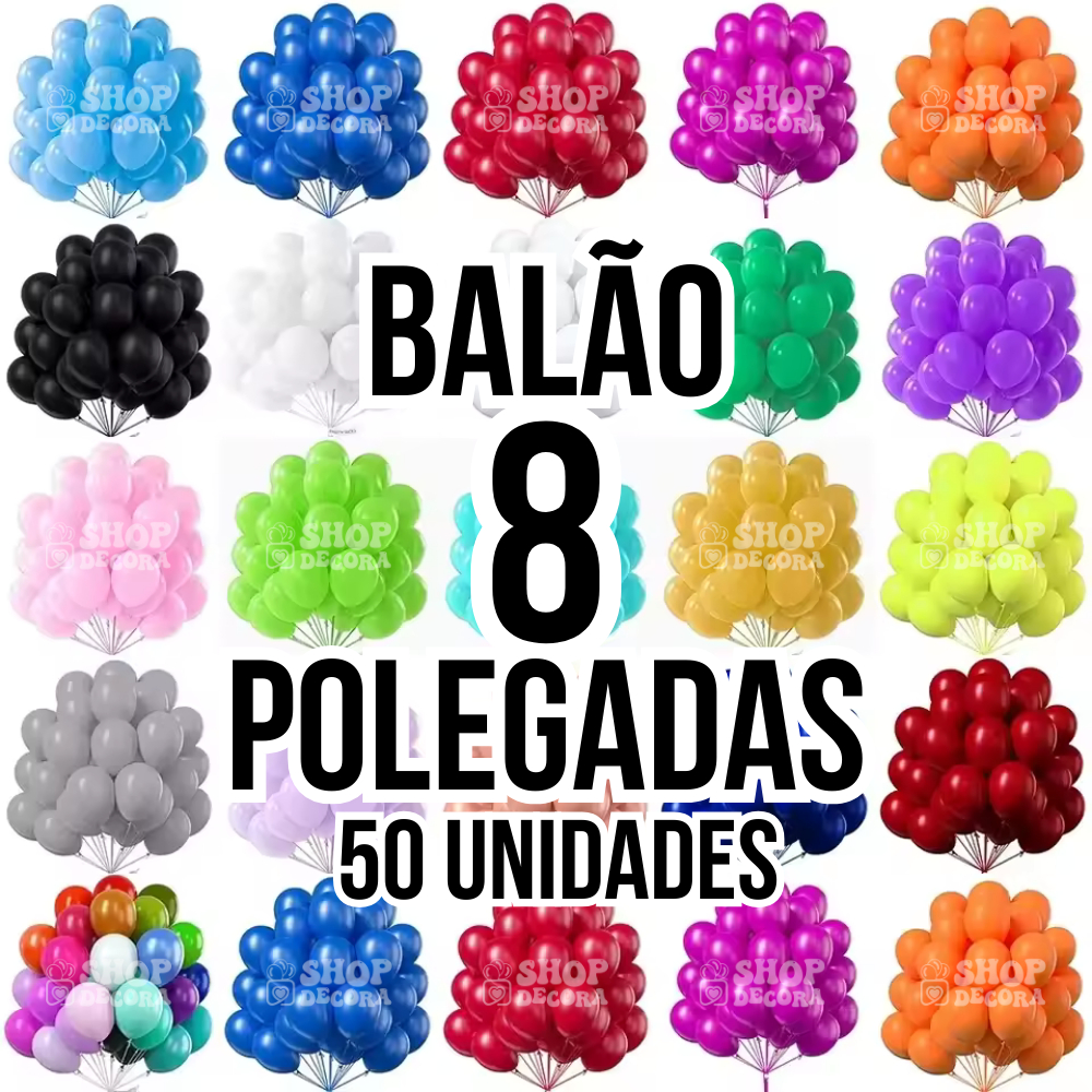 Balão Bexiga 8 Polegadas - 50 Unidades | Para Aniversários, Festas e Eventos 🎈 em Oferta na Shopee