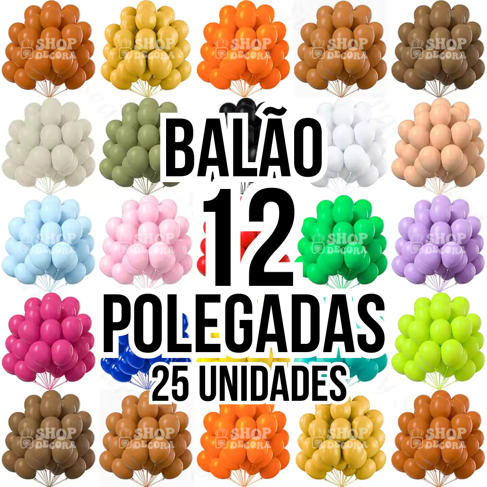🎉 Balão de Látex 12 Polegadas - 25 Unidades | Bexiga Redonda Para Festa de Aniversário e Eventos em Oferta na Shopee