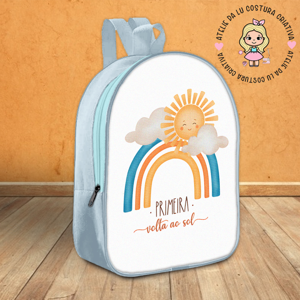 Mochila personalizada Minha primeira volta ao sol em Oferta na Shopee