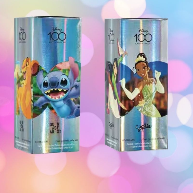 Colonia infantil Disney 100 O Boticario (quasar stitch + simba masculino ou Sophie mulan +tiana feminino)edição limitada