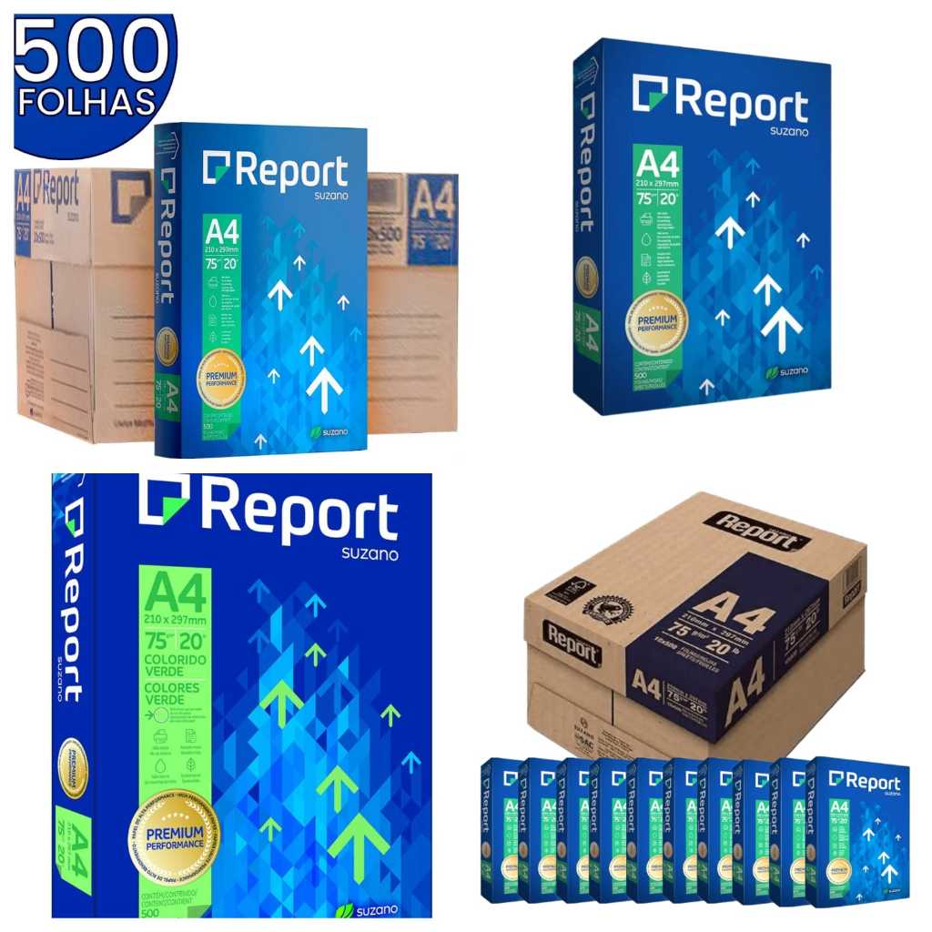 Papel Sulfite A4 75g Report 500 Folhas Gramatura Alta Branco