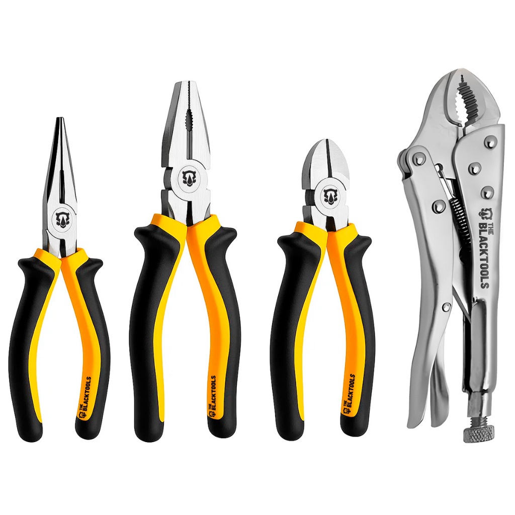 Alicate Universal Bico Corte E Pressão Kit Jogo De 4 Peças The Black Tools em Oferta na Shopee