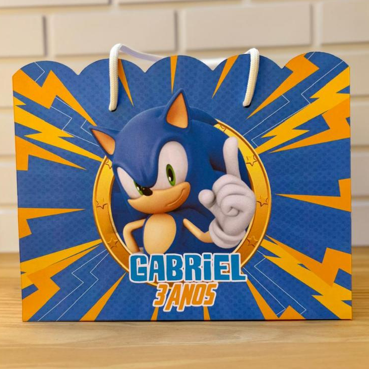 10 Sacolinha Sonic Personalizado - Sacolinha - Lembrancinha - Mimos - Aniversário Sonic