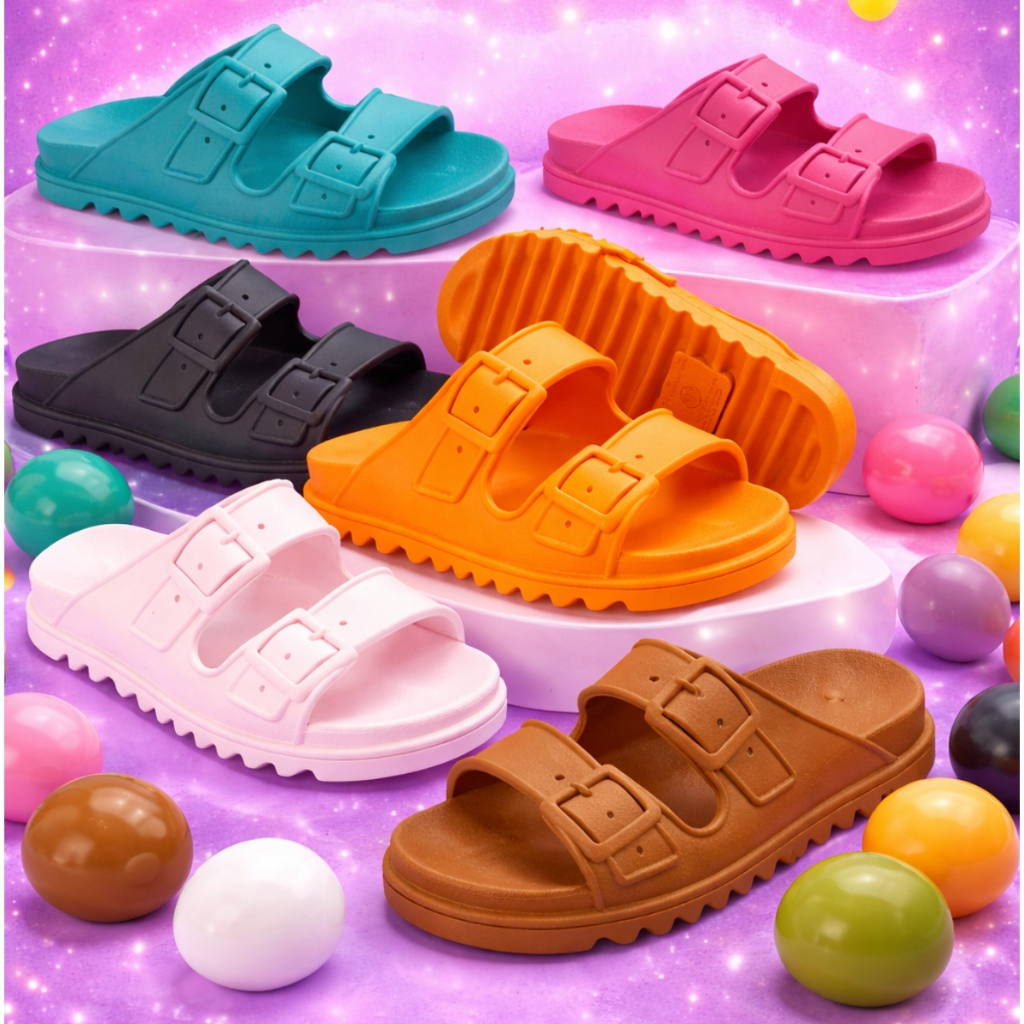 Sandália Feminina Birken Máximo Conforto Chinelo Nuvem Fivelas dupla Enfeite Papete Confortável Macia e Leve