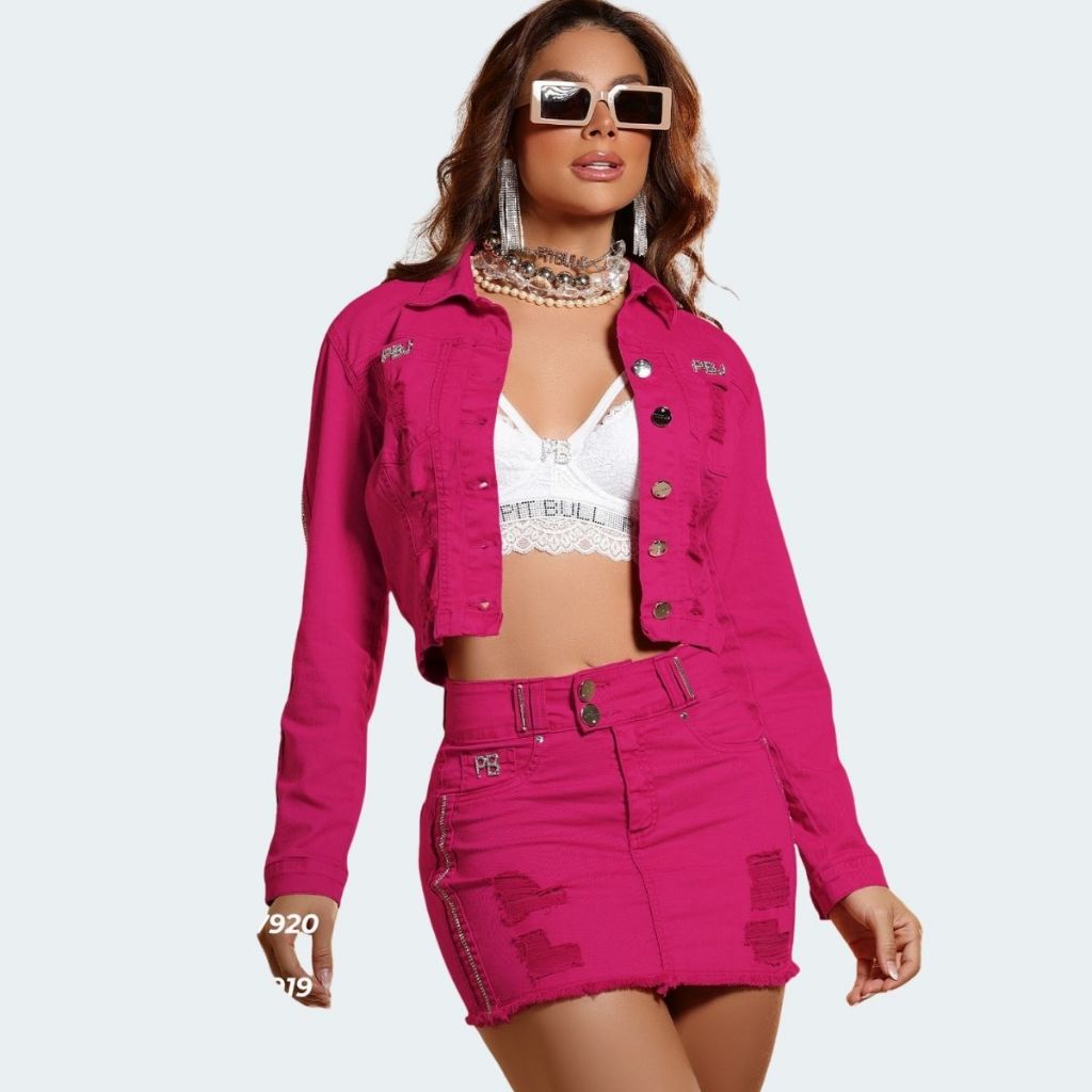 Saia Jeans Feminina Pit Bull Jeans Minissaia Com Logomania, minissaia pit bull jeans.