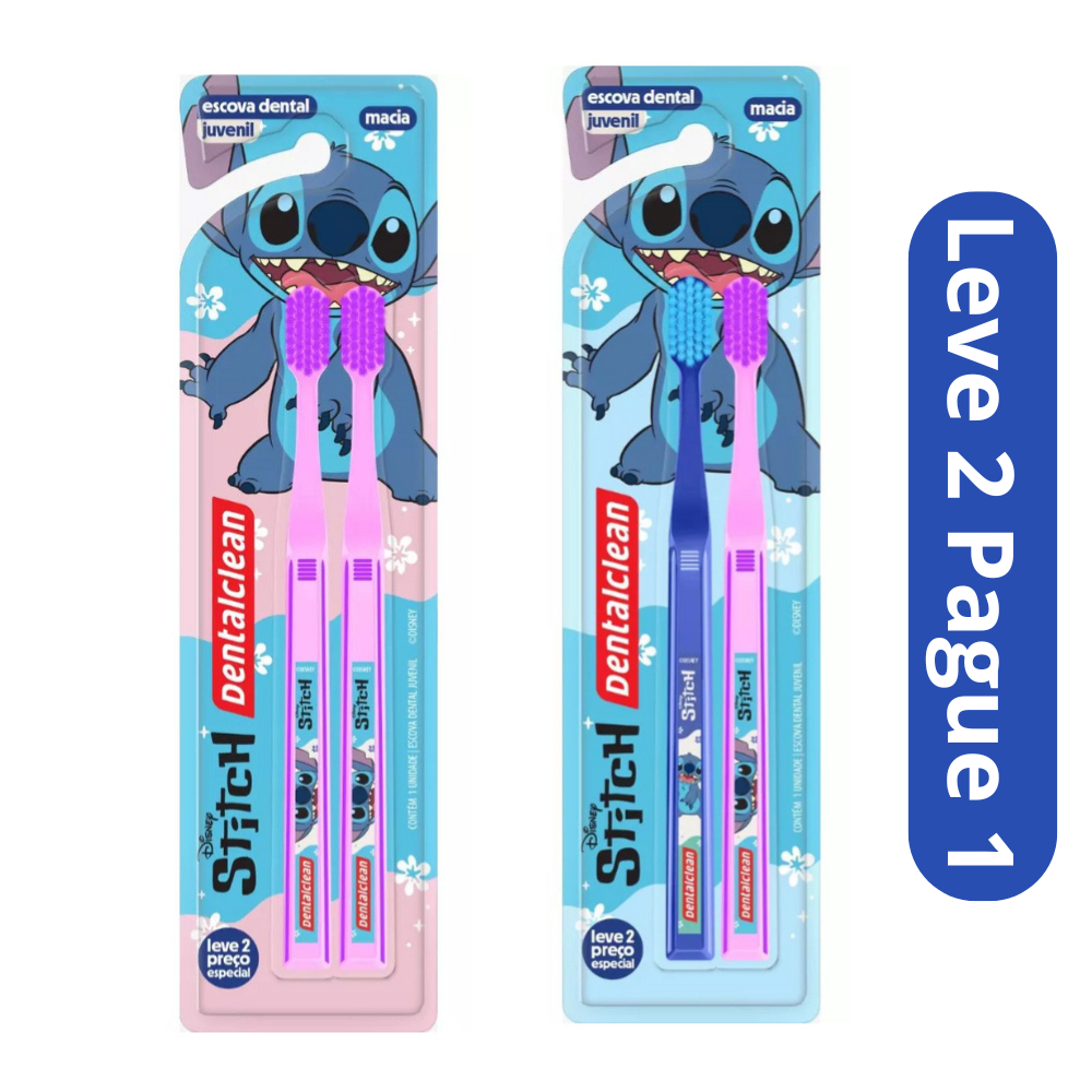 Escova Dental Juvenil Macia - Disney Stitch Leve 2 Pague 1 da Dentalclen em Oferta na Shopee