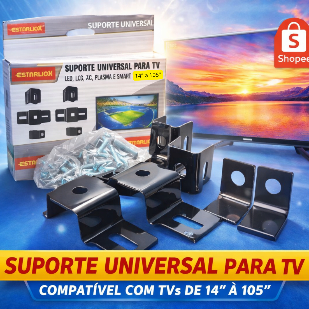 Suporte Tv Fixo Led Lcd Smart 14 A 105 Polegadas Universal Preto Starlich Suporte Parede