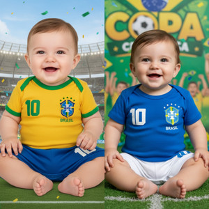 Body Bebê Brasil Temático Mesversário Kit 2 Peças 100% Algodão