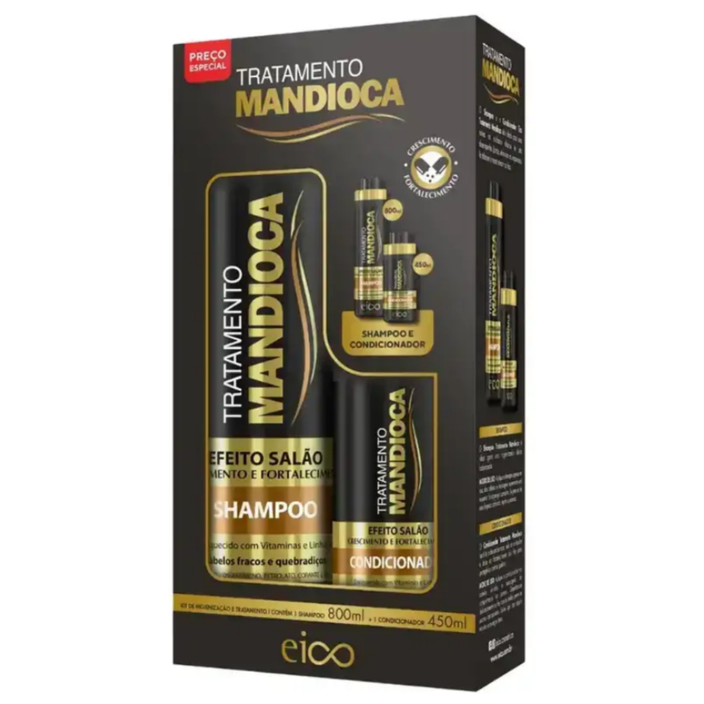 Eico Kit Mandioca Shampoo 800ml + Condicionador 450 ml