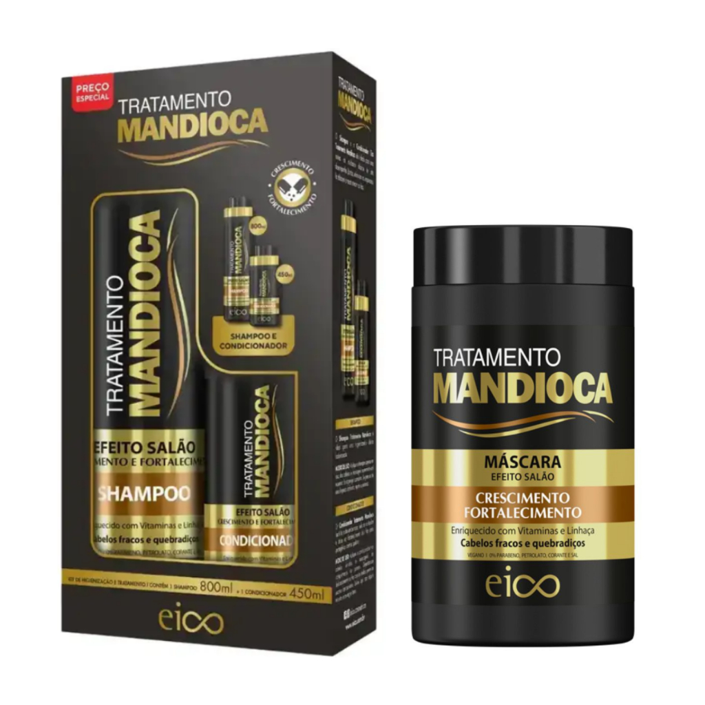 Eico Kit Mandioca - Shampoo e Condicionador + Máscara 1kg