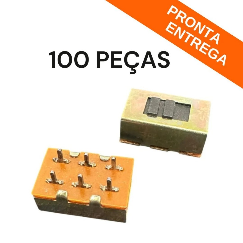 Kit 100 Peças - Chave HH Seletora (HH-201) 6 Terminais PCI - Sem Aba - Sem marcação FE-AD 23x13x10