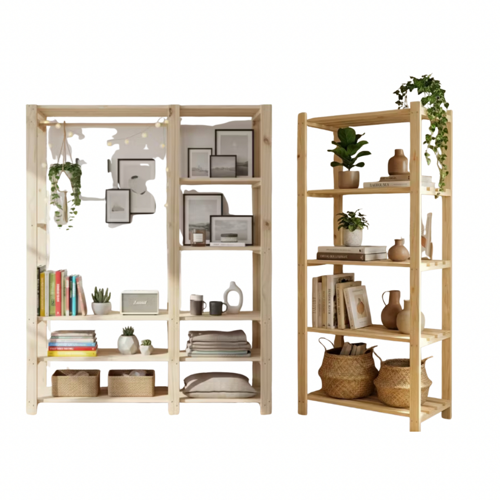 Kit Closet Econômico Madeira | Arara + Estante Multiuso