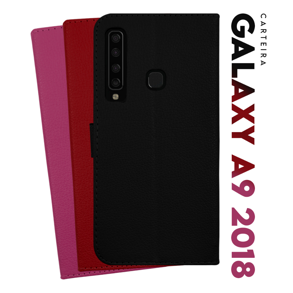 Capa Case Capinha Carteira Flip Cover Couro Sintético PRETA Para Samsung Galaxy A9 2018 A920 tela 6.0 Cell in Power25 em Oferta na Shopee