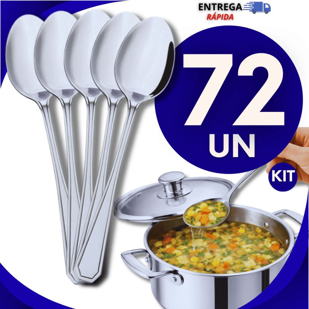 Utensílios72 Colheres Aço Inox Premium Para Restaurantes Cozinha Casa Bar Talher Colher de Sopa Premium Utilidades em Oferta na Shopee