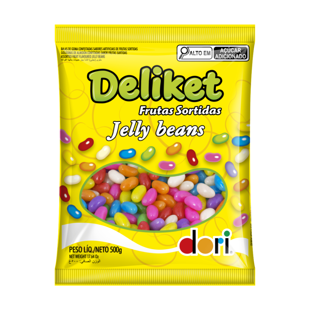 Jelly Beans Deliket Dori 500g | Bala Colorida com Sabores Variados, Macia e Saborosa