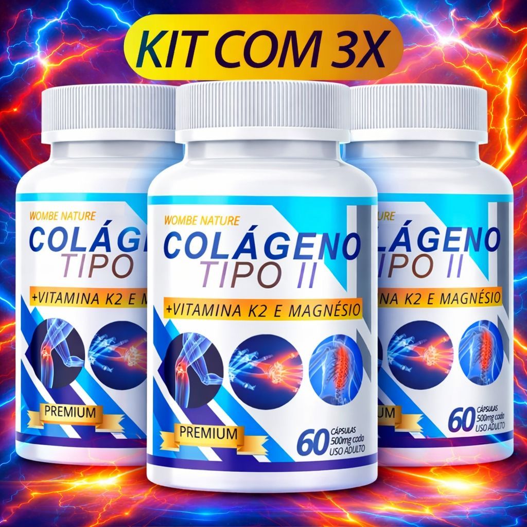 Kit 3 Colágeno tipo 2 | Juntas, ossos e Articulações +Vitaminas - 180 Cápsulas- Envio Imediato em Oferta na Shopee