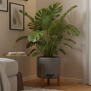 Vaso Para Plantas ou Flores Mônaco Cilíndrico Decorativo Com Pé em Madeira Design Moderno em Oferta na Shopee