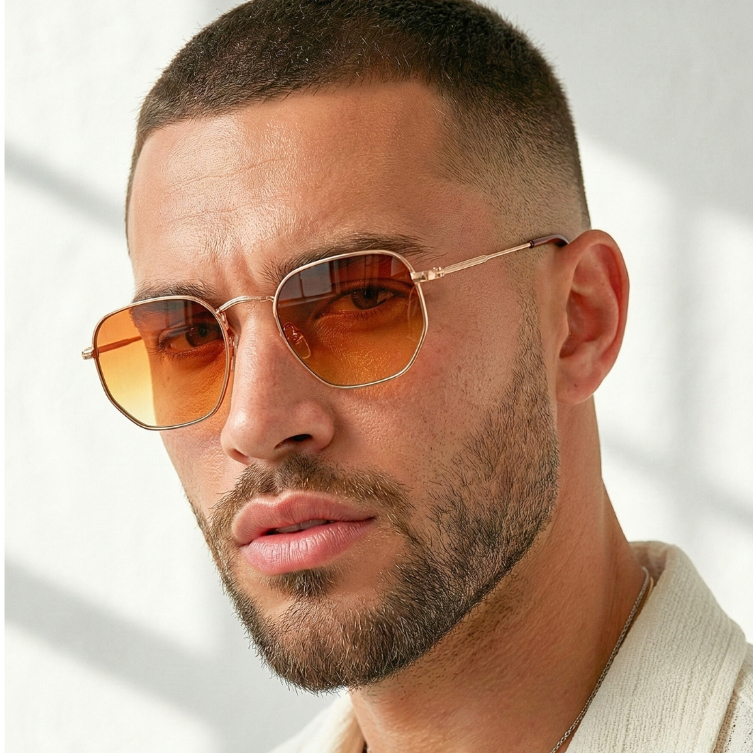 Oculos de Sol Hexagonal Marrom Premium Classico Degrade Vintage Tendencia uv400 Masculino Feminino em Oferta na Shopee