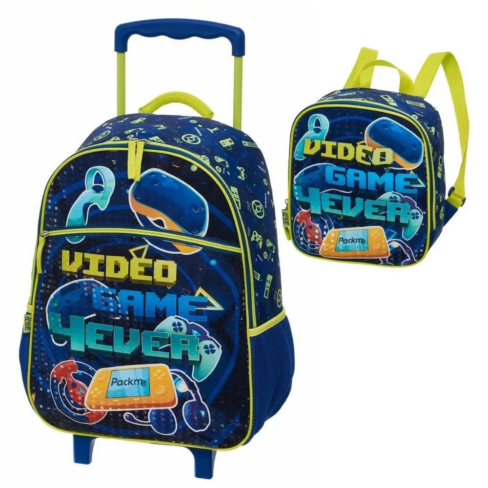Mochila de Carrinho + Lancheira Pack Me Game 4ever Pacific 20L Escolar