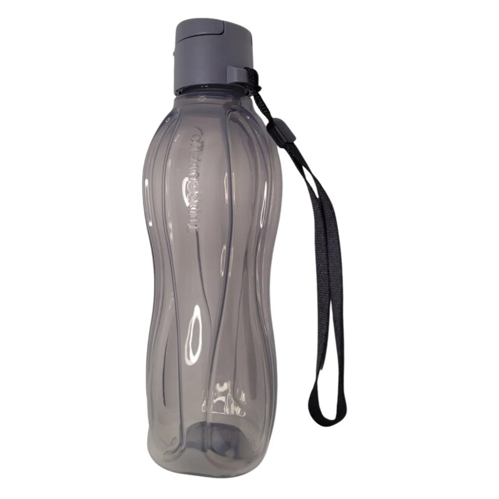 Garrafa De Água 500ml Tupperware Original Eco Tupper Plus Cinza Tampa FlipTop Sem Vazar