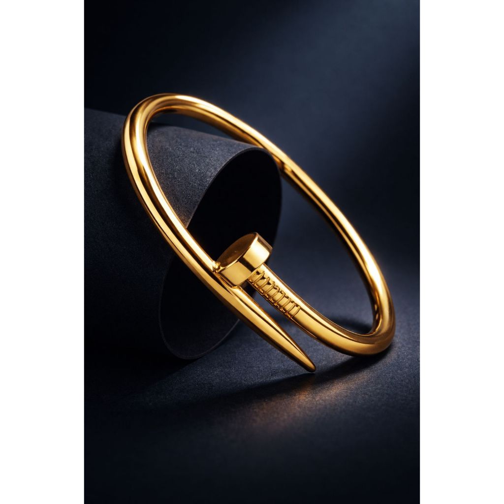 Bracelete Prego Aço Inoxidável Prata Masculino Sem Desbotamento