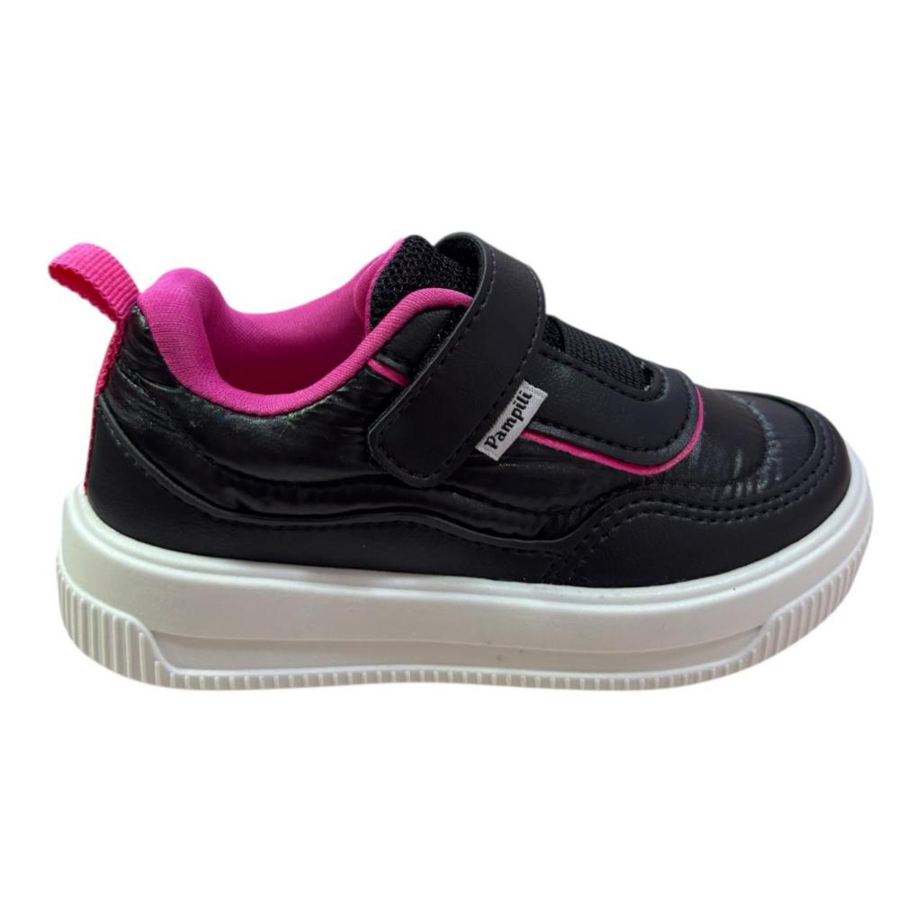 Tênis Infantil Feminino Pampili Up Comfy Preto e Pink em Oferta na Shopee