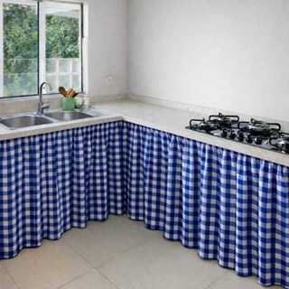 Cortina para pia Xadrez 4,20x0,80 Azul Cortininha Decoração cozinha bancada balcao cuba em Oferta na Shopee