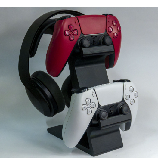 Suporte Gamer Premium 3 em 1 – Headset + 2 Controles / PS5, PS4, Xbox, PC