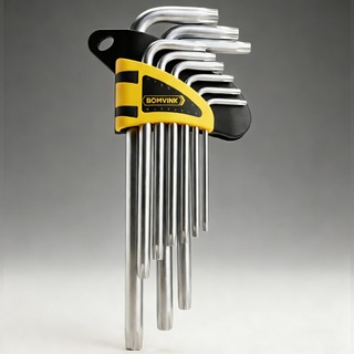 KTI Jogo Chave Torx Tipo L Com 9 Peças T10 A T50 C/Furo Aço Cromo Vanádio Resistente