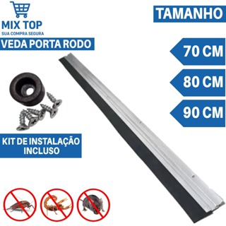 Veda Porta Alumínio Reforçado com EVA Rodo Vedante 70cm 80cm 90cm Anti Poeira Insetos Ruído em Oferta na Shopee