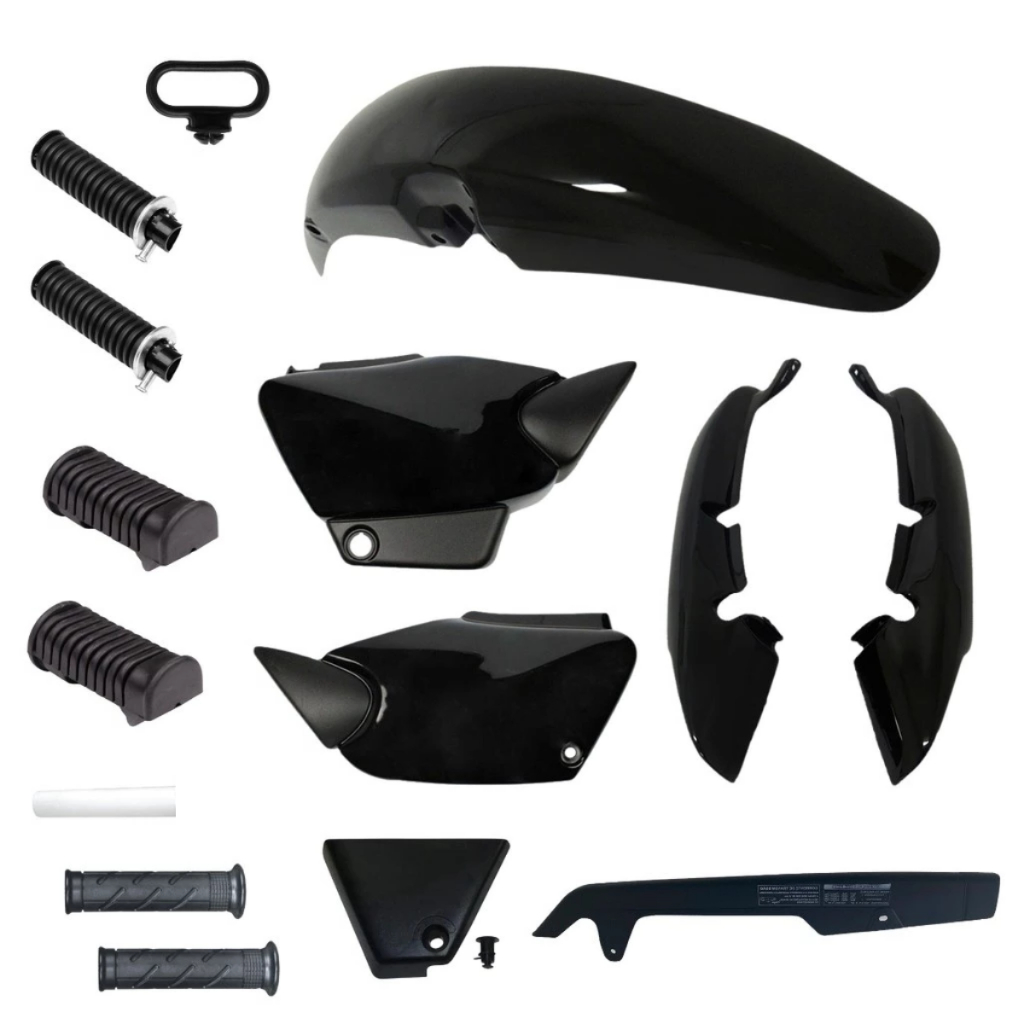 Kit Carenagem Plástico CG 125 Titan Fan 2000 até 2008 Preto Injetado + Cobre Corrente e Pedaleira em Oferta na Shopee
