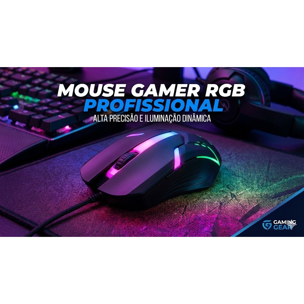 Mouse Gamer USB Óptico RGB Led 7 Cores Kapbom Alta Precisão - PC e Notebook
