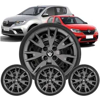 Jogo 4 Calotas Logan/Sandero 2020 Aro 15 Calota De Roda Calota Automotiva Acessorio Para Carro