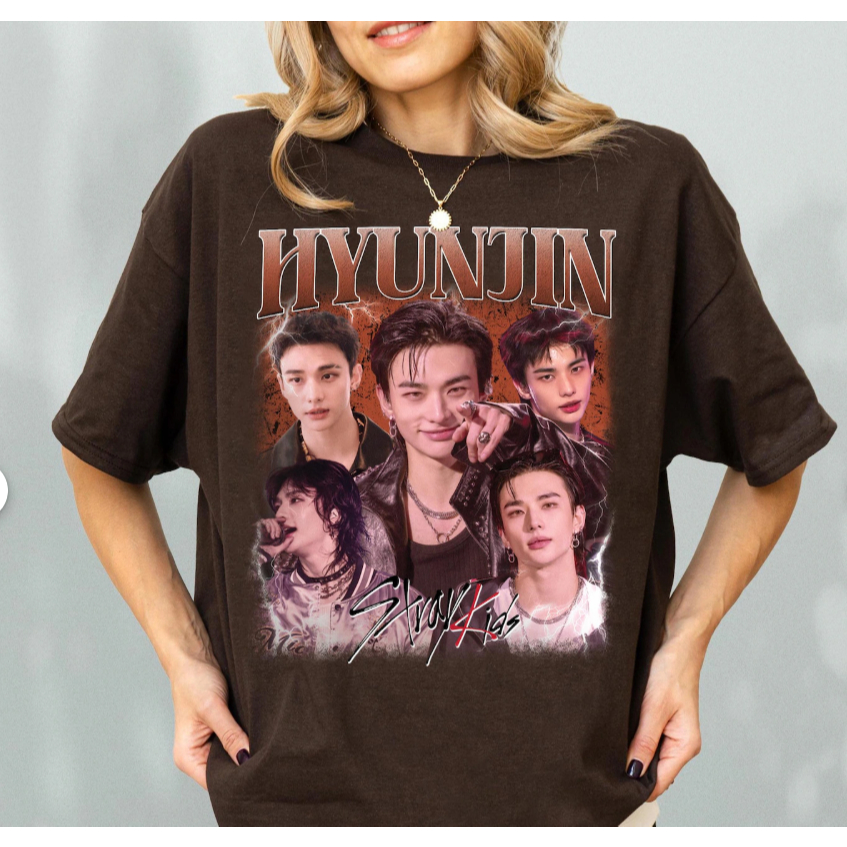 Camiseta K-Pop Stray Kids Casual Estampa Criativa Algodão