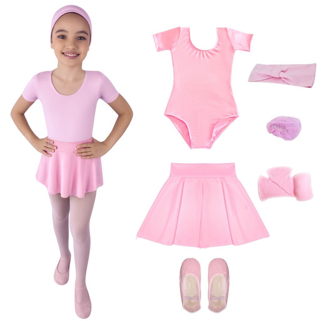 Kit Ballet Infantil 6 Itens Uniforme Bale Completo Rosa: LEIA A DESCRIÇÃO DO ANÚNCIO