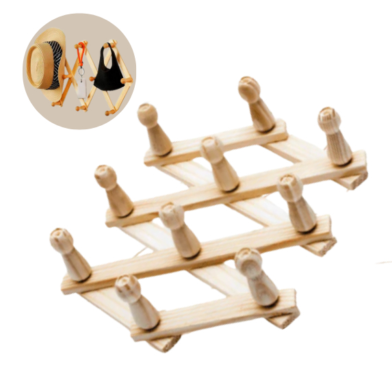 CABIDEIRO CABIDE SANFONADO 10 GANCHOS MADEIRA AJUSTAVEL ORGANIZADOR SUPORTE PARA ROUPA