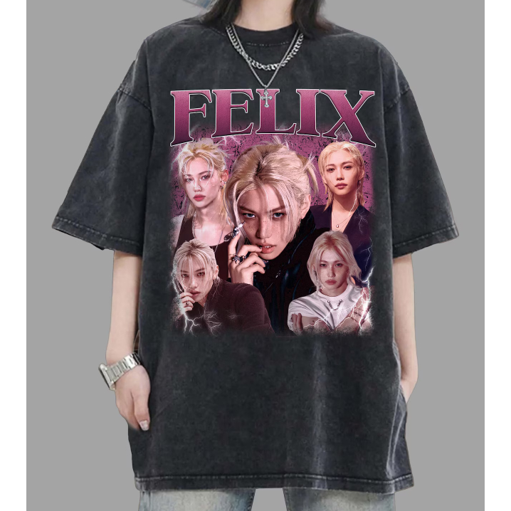 Camiseta Inspirada em Stray Kids Look K-Pop Unissex felix em Oferta na Shopee