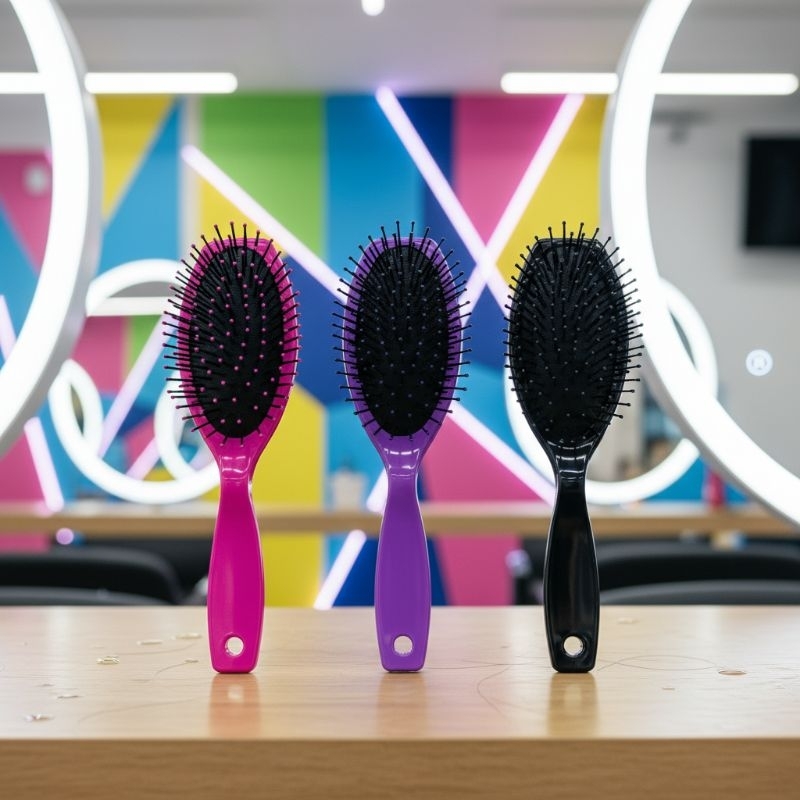 Escova de Cabelo Almofadada Oval Cerdas com Pontas Arredondadas para Massagem e Desembaraço Suave