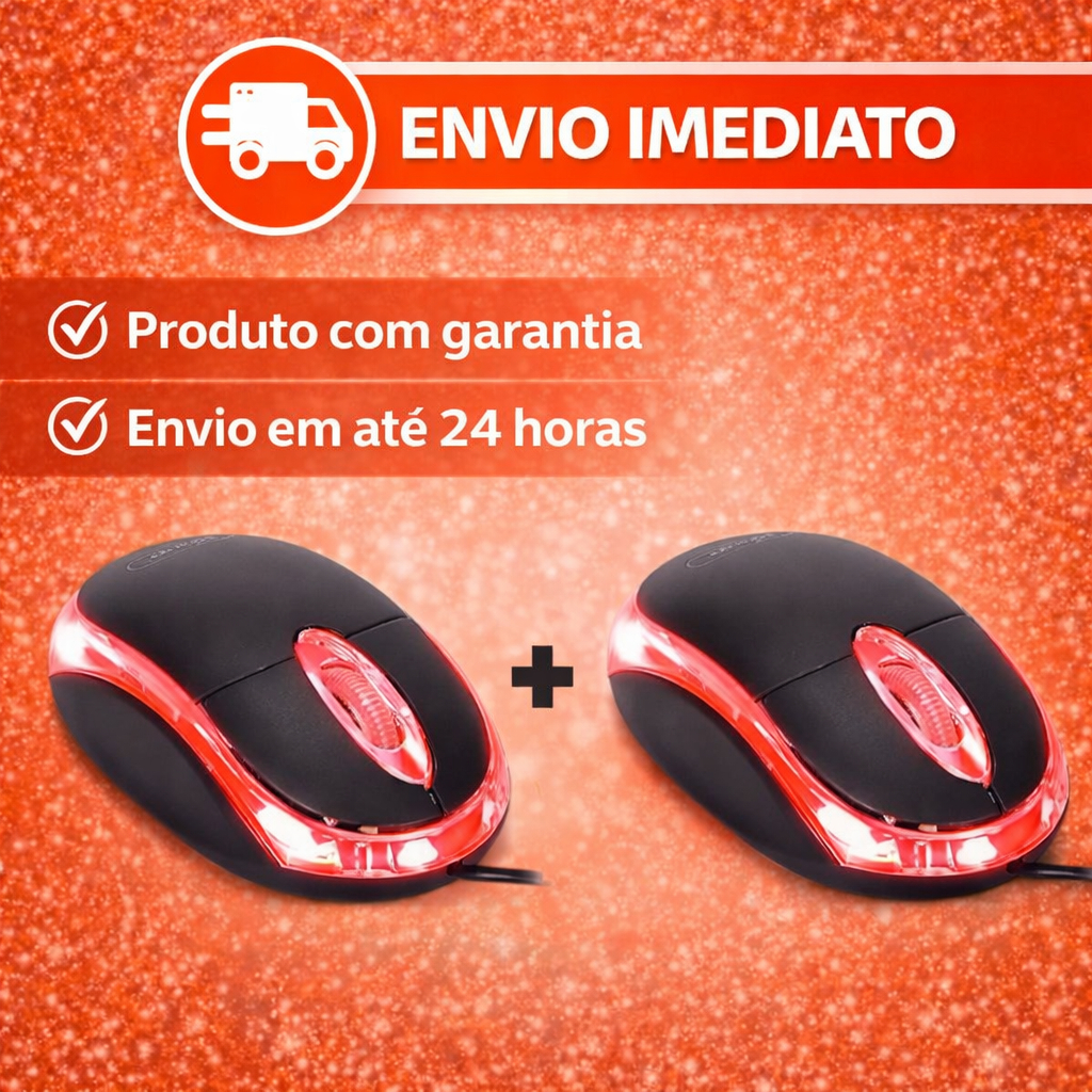 2 Mouse Óptico com Fio Usb 3 Botões 1000DPI Para Notebook e Computador