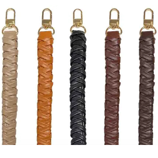 Alça Para Bolsa Em Couro Trançado Com Mosquetão