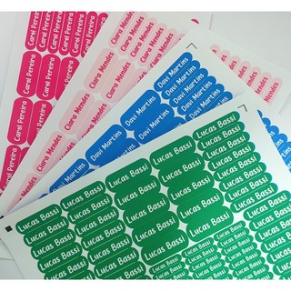 Kit com 79 Etiquetas escolar adesiva personalizada para material escolar em cores.